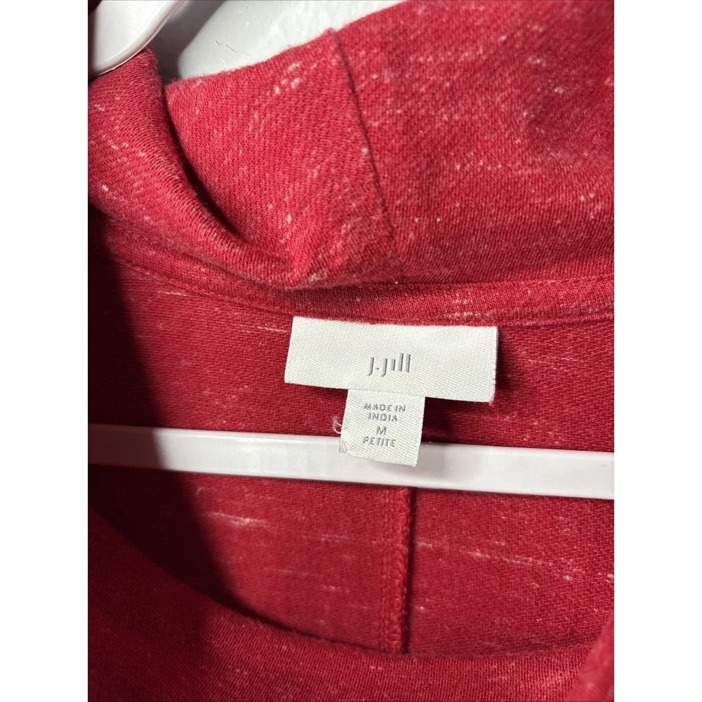 J Jill Pure Jill Womens Pima Cotton Blend Tunic Top Red Cowl Neck Size M Petite - Picture 3 of 6